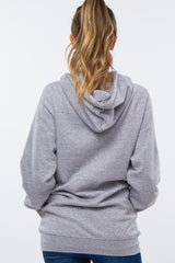 Heather Grey Oversized Maternity Hooded Sweatshirt