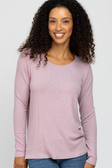 Lavender Knit Ribbed Long Sleeve Maternity Top