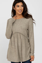 Mocha Soft Brushed Long Sleeve Babydoll Top