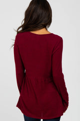 Burgundy Soft Brushed Long Sleeve Babydoll Top