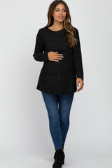 Black Soft Brushed Long Sleeve Maternity Babydoll Top