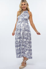 White Floral Empire Maternity Maxi Dress