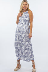 White Floral Empire Maternity Maxi Dress