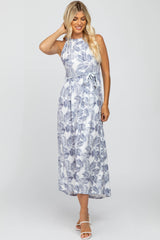 White Floral Empire Maternity Maxi Dress