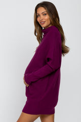 Plum Funnel Neck Dolman Sleeve Maternity Mini Dress