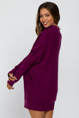 Plum Funnel Neck Dolman Sleeve Maternity Mini Dress