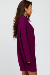 Plum Funnel Neck Dolman Sleeve Mini Dress