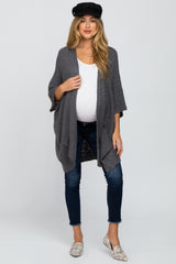 Charcoal Solid Knit Maternity Cardigan