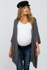 Charcoal Solid Knit Maternity Cardigan