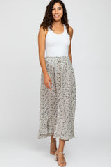 Cream Floral Button Accent Maternity Maxi Skirt