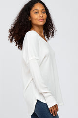 Ivory Waffle Knit Long Sleeve Top