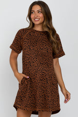 Camel Animal Print T-Shirt Maternity Dress