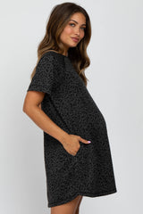 Charcoal Animal Print T-Shirt Maternity Dress