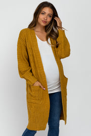 Yellow Mixed Knit Chunky Maternity Cardigan