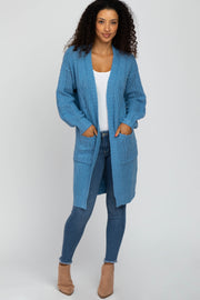 Blue Mixed Knit Chunky Cardigan