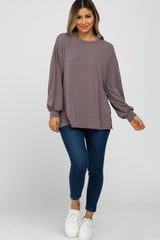 Purple Crochet Accent Long Sleeve Top