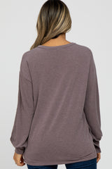 Purple Crochet Accent Long Sleeve Top