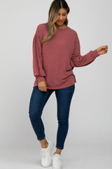 Mauve Crochet Accent Long Sleeve Top