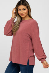 Mauve Crochet Accent Long Sleeve Top