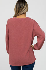 Mauve Crochet Accent Long Sleeve Top