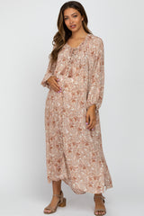 Rust Paisley Button Down Maternity Midi Dress