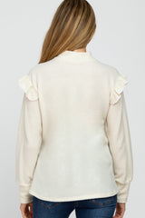 Cream Knit Ruffle Long Sleeve Maternity Top