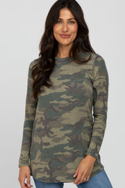 Olive Camo Soft Knit Long Sleeve Top