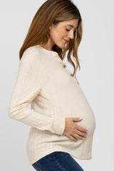 Cream Soft Knit Maternity Long Sleeve Top