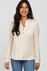 Cream Soft Knit Maternity Long Sleeve Top