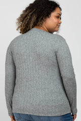 Heather Grey Soft Knit Maternity Plus Long Sleeve Top