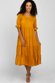 Mustard Tiered Midi Dress