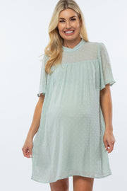 Mint Green Swiss Dot Mock Neck Maternity Dress