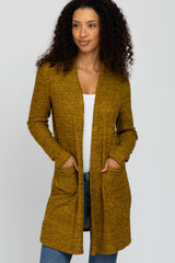 Mustard Marled Knit Maternity Cardigan