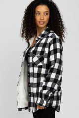 White Black Plaid Sherpa Lined Jacket