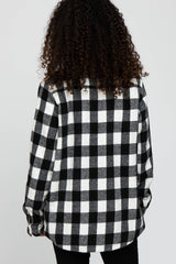 White Black Plaid Sherpa Lined Jacket