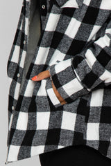 White Black Plaid Sherpa Lined Jacket