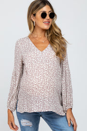 Mauve Floral Long Sleeve Maternity Top