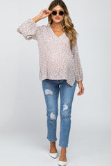 Mauve Floral Long Sleeve Maternity Top