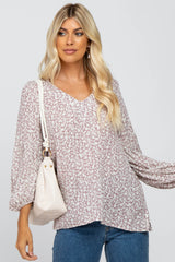 Mauve Floral Long Sleeve Maternity Top