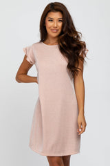 Light Pink Shimmer Ruffle Sleeve Dress