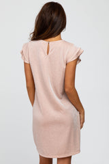 Light Pink Shimmer Ruffle Sleeve Dress