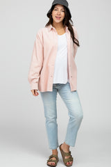 Light PinkCorduroy Maternity Shacket