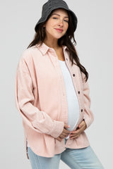 Light PinkCorduroy Maternity Shacket