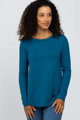 Deep Teal Basic Maternity Long Sleeve Top