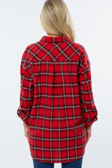 Red Plaid Flannel Maternity Top