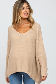 Beige Speckled Oversized Maternity Sweater