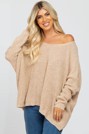 Beige Speckled Oversized Sweater