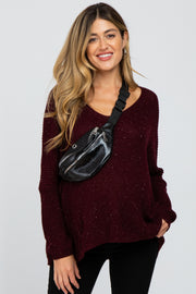 Plum Speckled Oversized Maternity Sweater