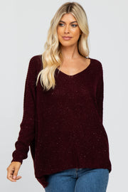 Plum Speckled Oversized Sweater