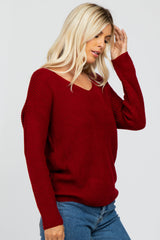 Burgundy Knot Back Sweater